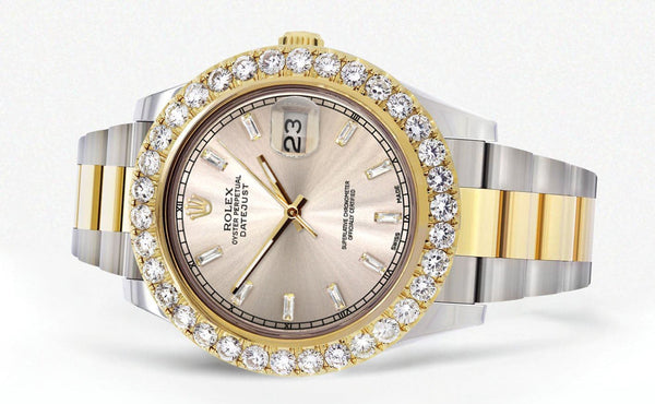 Rolex Datejust II Watch | 41 MM | 18K Yellow Gold & Stainless Steel | Custom Dawn Pink Dial | Oyster Band