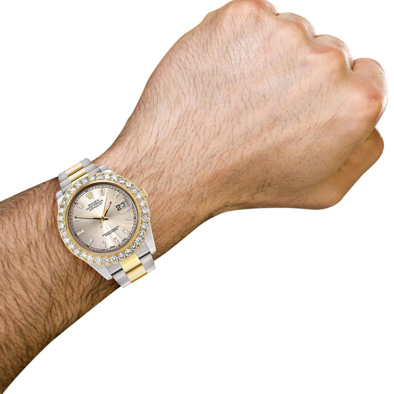 Rolex Datejust II Watch | 41 MM | 18K Yellow Gold & Stainless Steel | Custom Dawn Pink Dial | Oyster Band