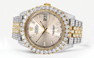 Diamond Iced Out Rolex Datejust 41 | 25 Carats Of Diamonds | Custom Dawn Pink Dial | Two Tone | Jubilee Band