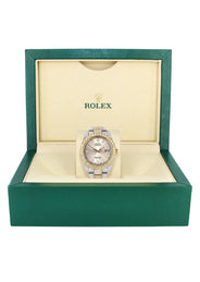 Diamond Iced Out Rolex Datejust 41 | 25 Carats Of Diamonds | Custom Dawn Pink Dial | Two Tone | Two Row | Oyster Band