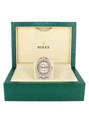 Diamond Iced Out Rolex Datejust 41 | 25 Carats Of Diamonds | Custom Dawn Pink Dial | Two Tone | Two Row | Oyster Band