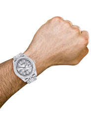Diamond Iced Out Rolex Datejust 41 | 25 Carats Of Diamonds | Custom Silver Diamond Dial | Two Row | Jubilee Band
