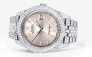 Womens Diamond Iced Out Rolex Datejust 41 | 25 Carats Of Diamonds | Dawn Pink Diamond Dial | Two Row | Jubilee Band