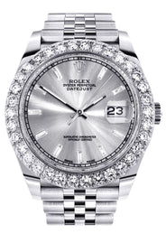 Rolex Datejust 41 Watch | 41 MM | Custom Silver Baguette Diamond Dial | Jubilee Band