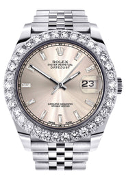 Rolex Datejust 41 Watch | 41 MM | Custom Crème Baguette Diamond Dial | Jubilee Band