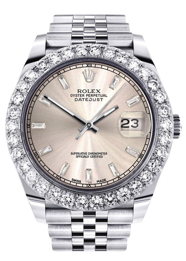 Rolex Datejust 41 Watch | 41 MM | Custom Crème Baguette Diamond Dial | Jubilee Band