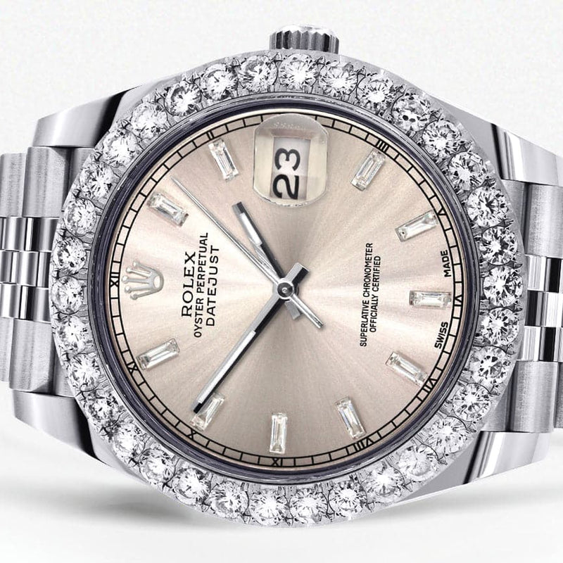 Rolex Datejust 41 Watch | 41 MM | Custom Crème Baguette Diamond Dial | Jubilee Band
