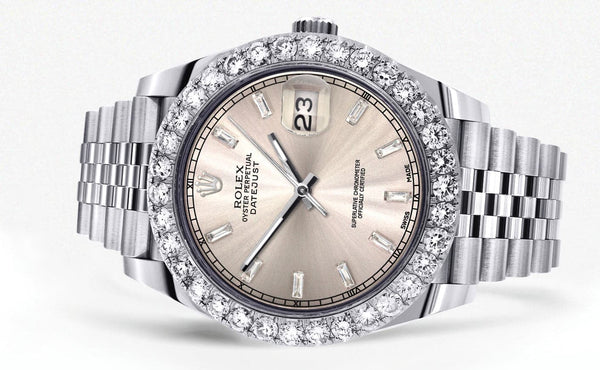 Rolex Datejust 41 Watch | 41 MM | Custom Crème Baguette Diamond Dial | Jubilee Band