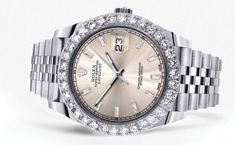 Rolex Datejust 41 Watch | 41 MM | Custom Crème Baguette Diamond Dial | Jubilee Band