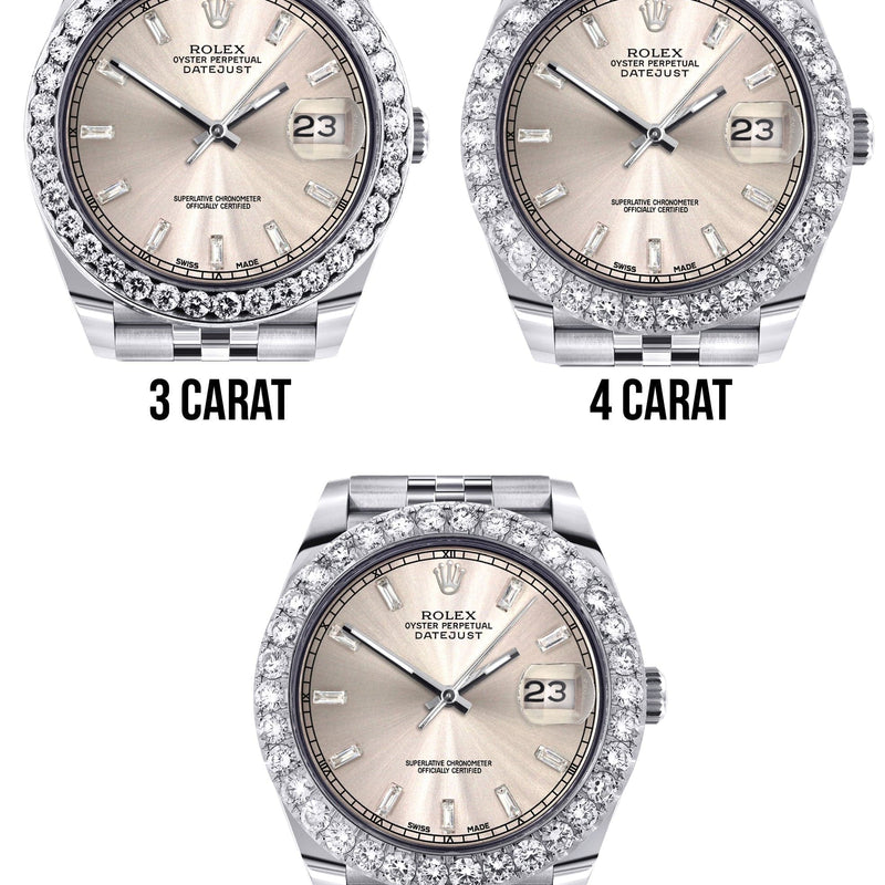 Rolex Datejust 41 Watch | 41 MM | Custom Crème Baguette Diamond Dial | Jubilee Band
