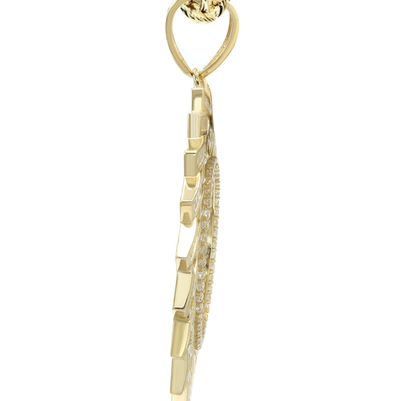 10K Yellow Gold Baguette Round Picture Necklace | Appx. 25 Grams
