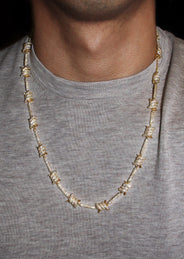 Gold Plated Iced Out Barbed Wire Chain