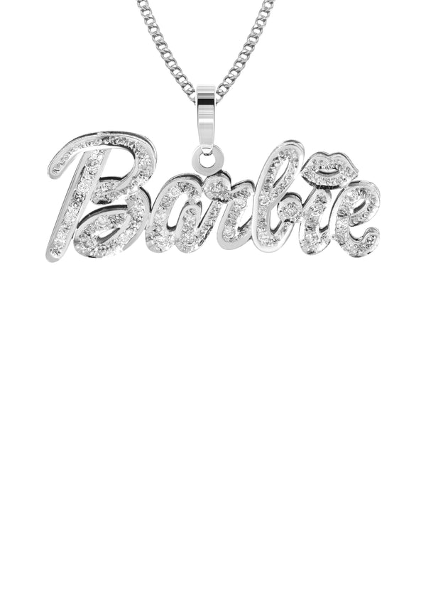 14K Gold  Diamond Cut with Diamonds Name Plate Necklace | Style #2