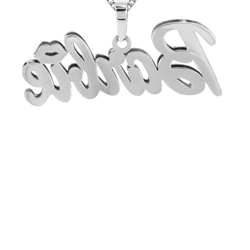 14K Gold  Diamond Cut with Diamonds Name Plate Necklace | Style #2