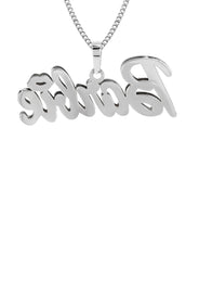 14K Gold  Diamond Cut with Diamonds Name Plate Necklace | Style #2