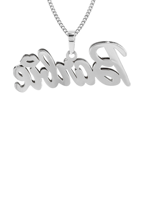 14K Gold  Diamond Cut with Diamonds Name Plate Necklace | Style #2