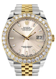 Rolex Datejust 41 Watch | 41 MM | 18K Yellow Gold & Stainless Steel | Custom Crème Baguette Diamond Dial | Jubilee Band