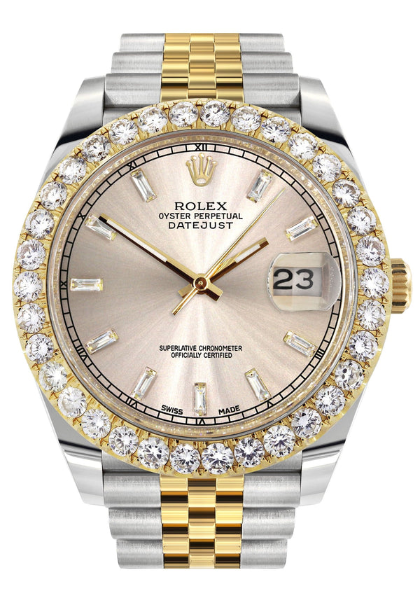 Rolex Datejust 41 Watch | 41 MM | 18K Yellow Gold & Stainless Steel | Custom Crème Baguette Diamond Dial | Jubilee Band