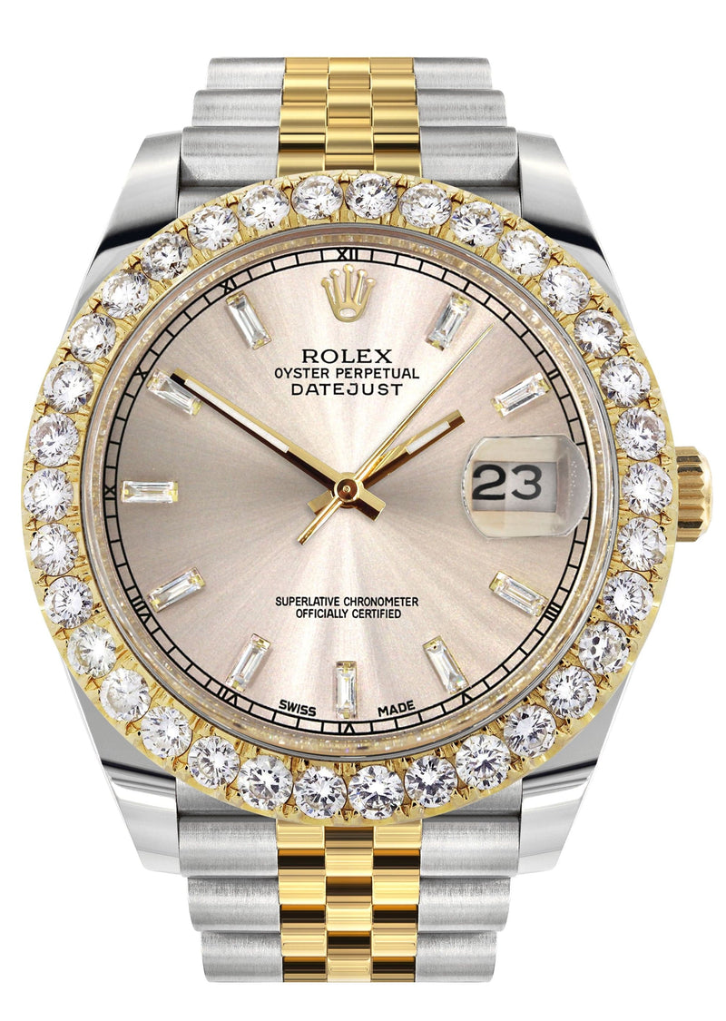 Rolex Datejust 41 Watch | 41 MM | 18K Yellow Gold & Stainless Steel | Custom Crème Baguette Diamond Dial | Jubilee Band