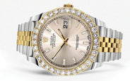 Rolex Datejust 41 Watch | 41 MM | 18K Yellow Gold & Stainless Steel | Custom Crème Baguette Diamond Dial | Jubilee Band
