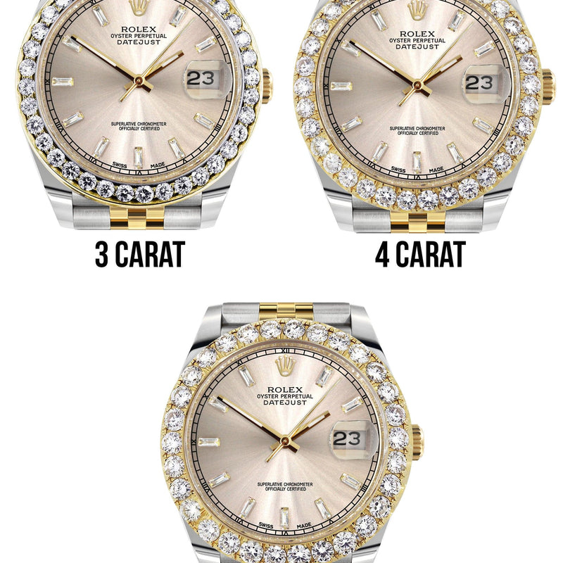 Rolex Datejust 41 Watch | 41 MM | 18K Yellow Gold & Stainless Steel | Custom Crème Baguette Diamond Dial | Jubilee Band