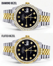 Gold Rolex Datejust Watch 16233 for Men | 36Mm | Black Dial | Jubilee Band