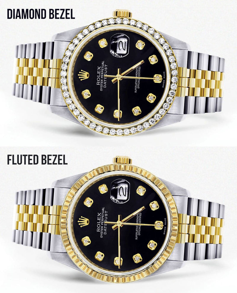 Gold Rolex Datejust Watch 16233 for Men | 36Mm | Black Dial | Jubilee Band