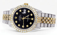 Iced Out Rolex Datejust 36 MM | Two Tone | 10 Carats of Diamonds | Black Diamond Dial