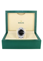 Womens Diamond Iced Out Rolex Datejust 41 | 25 Carats Of Diamonds | Custom Black Roman Numeral Diamond Dial | Two Row | Oyster Band