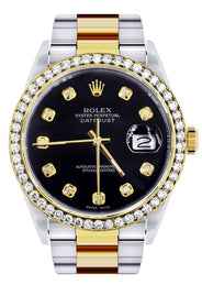 Gold Rolex Datejust Watch 16233 for Men | 36Mm | Black Dial | Oyster Band