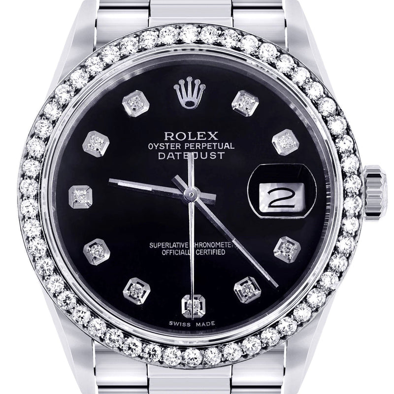 Mens Rolex Datejust  Watch 16200 | 36Mm | Black Dial | Oyster Band