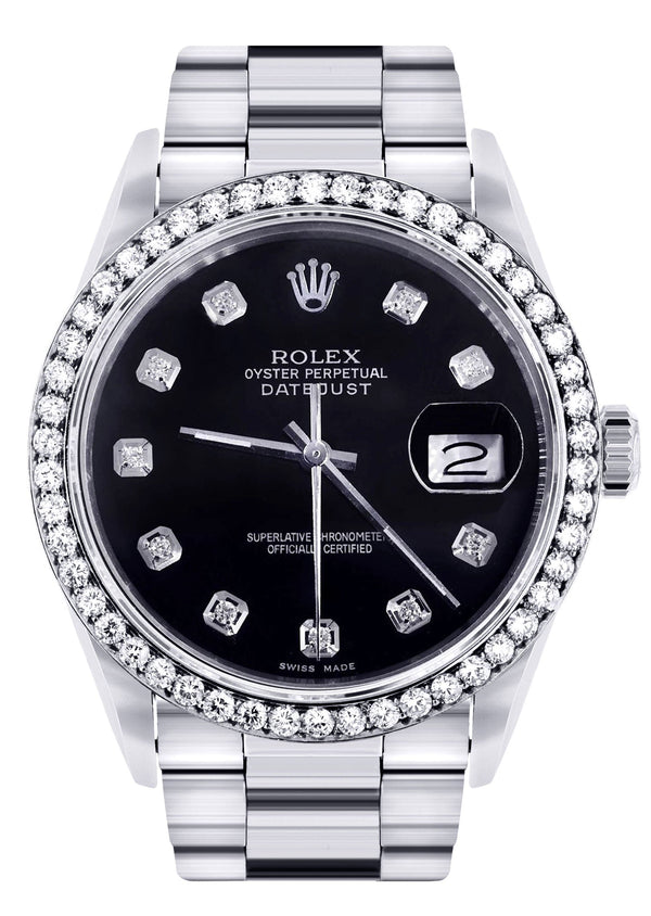 Mens Rolex Datejust  Watch 16200 | 36Mm | Black Dial | Oyster Band