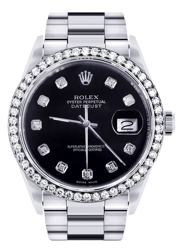 Mens Rolex Datejust  Watch 16200 | 36Mm | Black Dial | Oyster Band