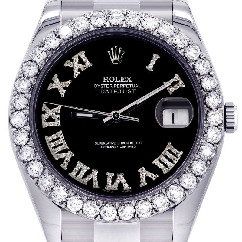 Rolex Datejust II Watch | 41 MM | Custom Black Roman Dial | Oyster Band