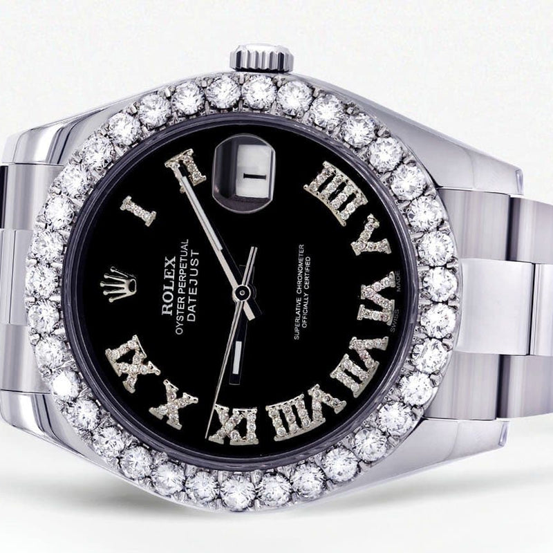 Rolex Datejust II Watch | 41 MM | Custom Black Roman Dial | Oyster Band
