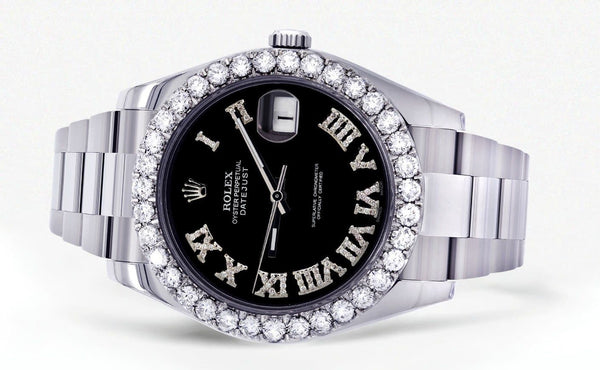 Rolex Datejust II Watch | 41 MM | Custom Black Roman Dial | Oyster Band