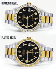Gold & Steel Rolex Datejust Watch 16233 for Men | 36Mm | Black Arabic Diamond Dial | Oyster Band