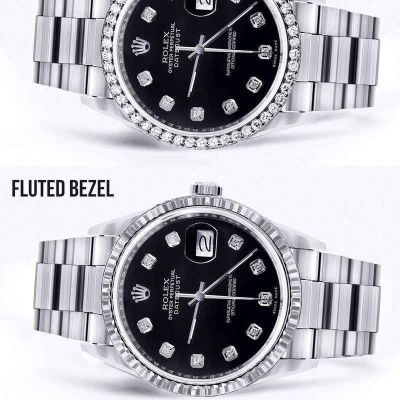 Mens Rolex Datejust  Watch 16200 | 36Mm | Black Dial | Oyster Band