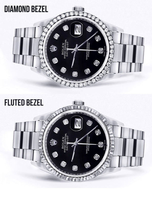 Mens Rolex Datejust  Watch 16200 | 36Mm | Black Dial | Oyster Band