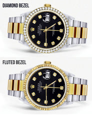 Gold Rolex Datejust Watch 16233 for Men | 36Mm | Black Dial | Oyster Band
