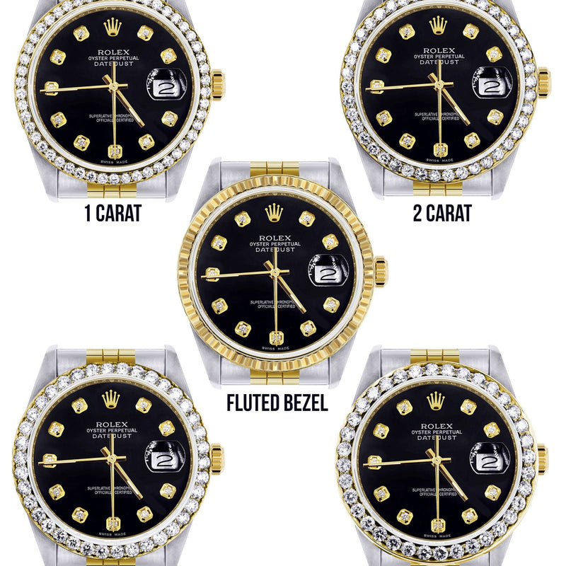 Gold Rolex Datejust Watch 16233 for Men | 36Mm | Black Dial | Jubilee Band