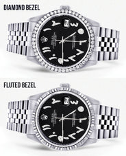 Diamond Mens Rolex Datejust Watch 16200 | 36Mm | Black Arabic Diamond Dial | Jubilee Band