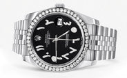 116200 | Hidden Clasp | Diamond Rolex Datejust Watch | 36Mm | Black Arabic Diamond Dial | Jubilee Band