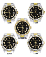 Gold & Steel Rolex Datejust Watch 16233 for Men | 36Mm | Black Arabic Diamond Dial | Oyster Band