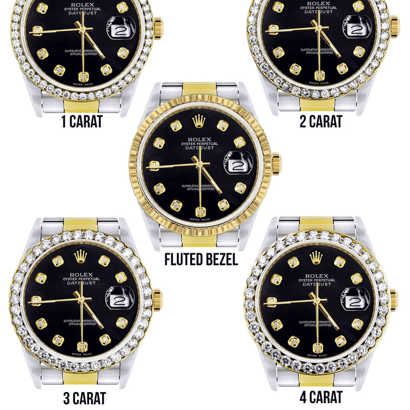 Gold Rolex Datejust Watch 16233 for Men | 36Mm | Black Dial | Oyster Band