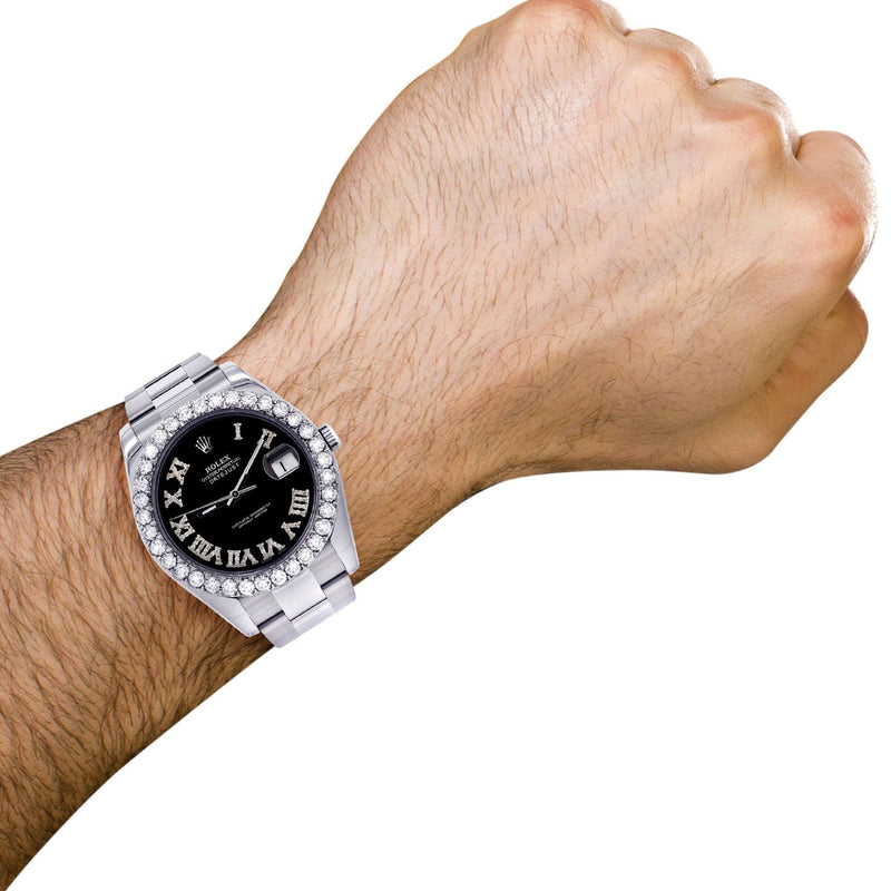 Rolex Datejust II Watch | 41 MM | Custom Black Roman Dial | Oyster Band