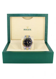 Diamond Gold Rolex Watch For Men 16233 | 36Mm | Rainbow Sapphire Bezel | Black Dial | Jubilee Band