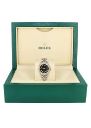 Womens Diamond Gold Hidden Clasp Rolex Watch | 1 Carat Bezel | 26Mm | Black Dial | Jubilee Band | Model 179173