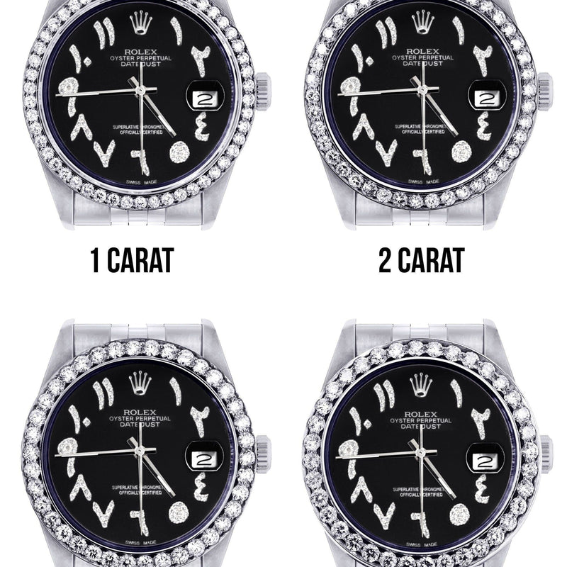 116200 | Hidden Clasp | Diamond Rolex Datejust Watch | 36Mm | Black Arabic Diamond Dial | Jubilee Band