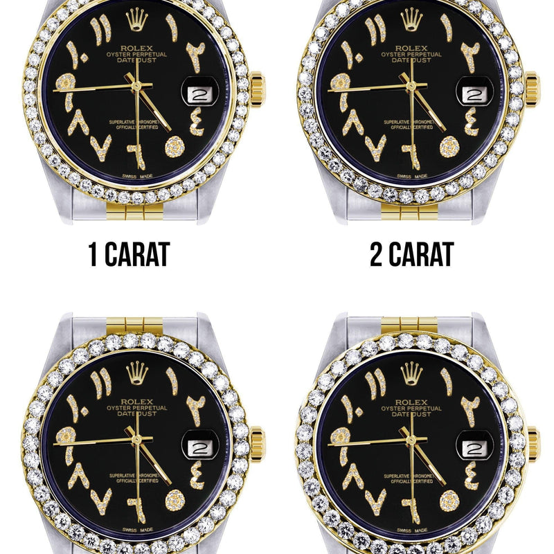 116233 | Hidden Clasp | Gold & Steel Rolex Datejust Watch | 36Mm | Black Arabic Diamond Dial | Jubilee Band